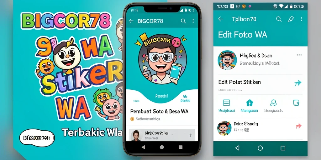 Antarmuka pengguna aplikasi BIGCOR78 untuk membuat stiker WA.