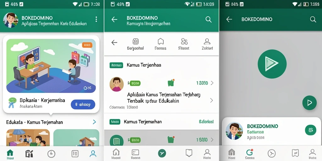 Antarmuka BOKEDOMINO menampilkan fungsi kamus terjemahan yang efisien dan mudah digunakan.