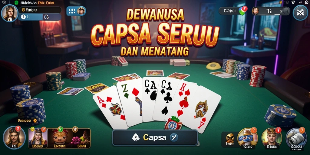 Tampilan antarmuka menarik dari game Capsa DEWANUSA.