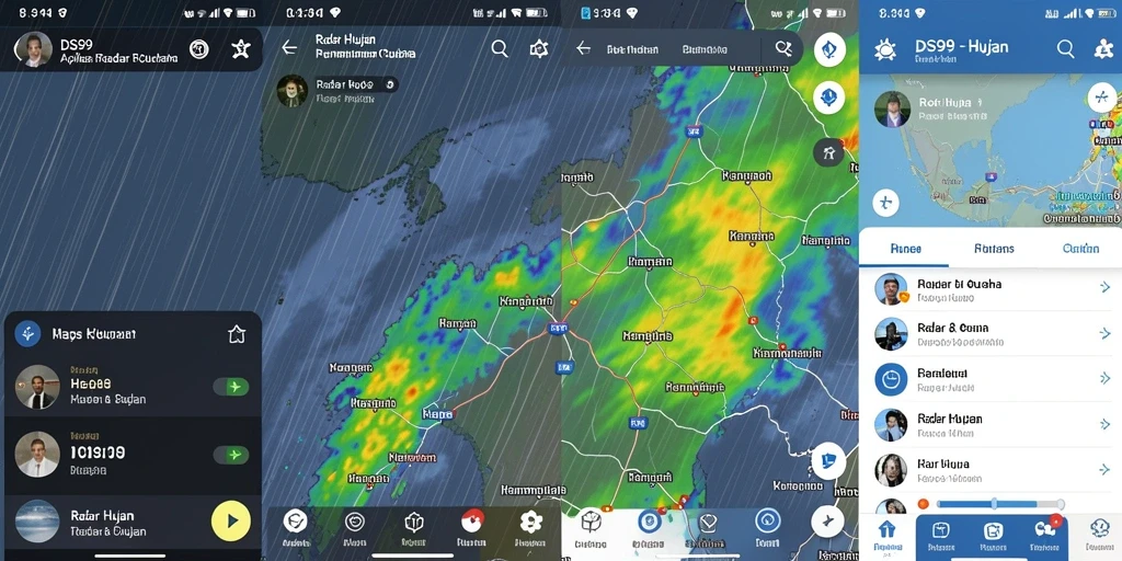 Antarmuka modern DS99 menampilkan fitur Radar Hujan secara jelas.