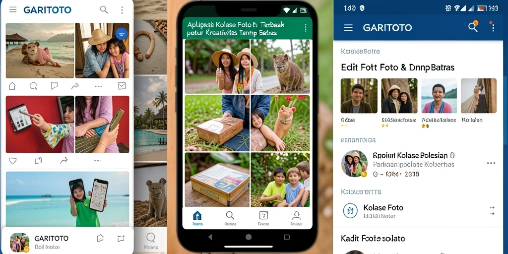 Antarmuka GARITOTO menampilkan fitur Kolase Foto yang menarik dan mudah digunakan.