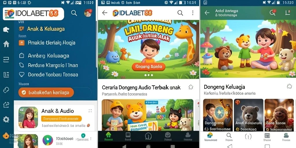 Antarmuka IDOLABET88 yang menarik dan user-friendly untuk mendengarkan dongeng.