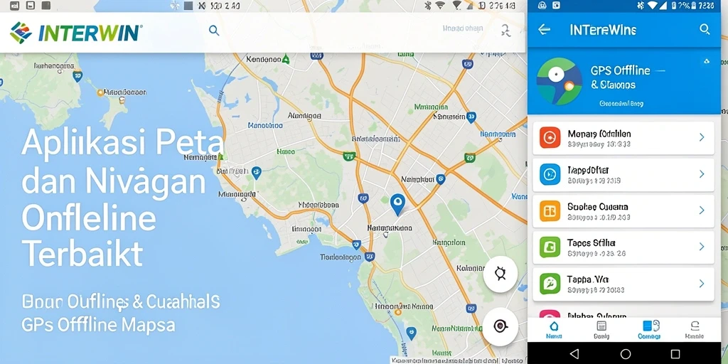 Antarmuka aplikasi INTERWIN dengan fitur navigasi GPS Offline yang intuitif.