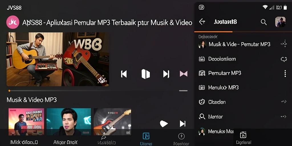 Antarmuka JVS88 yang sederhana dan menarik saat memutar musik.