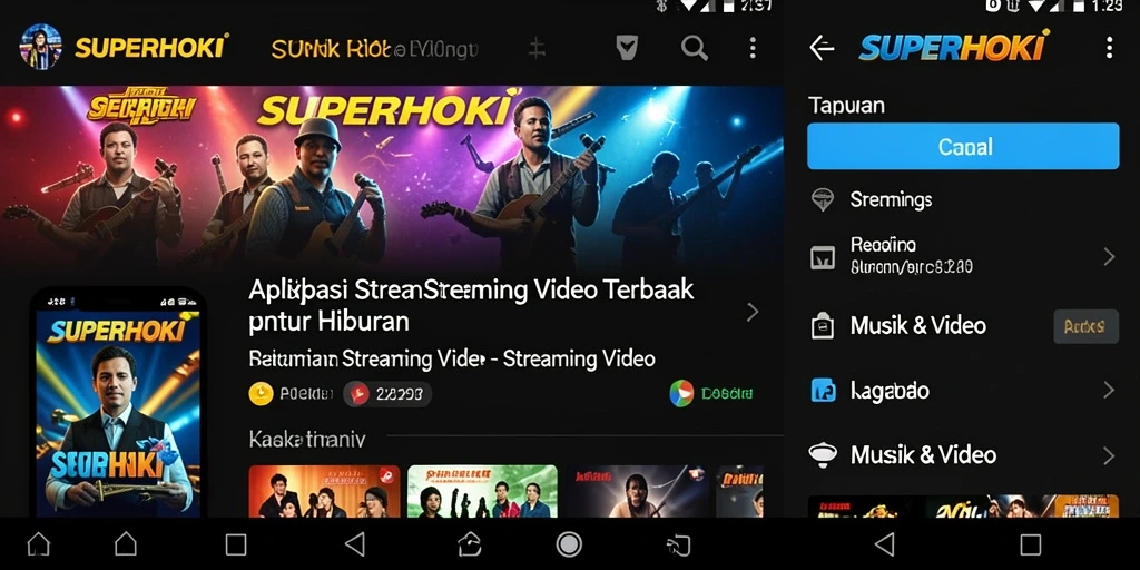 Tampilan antarmuka aplikasi SUPERHOKI untuk streaming video.