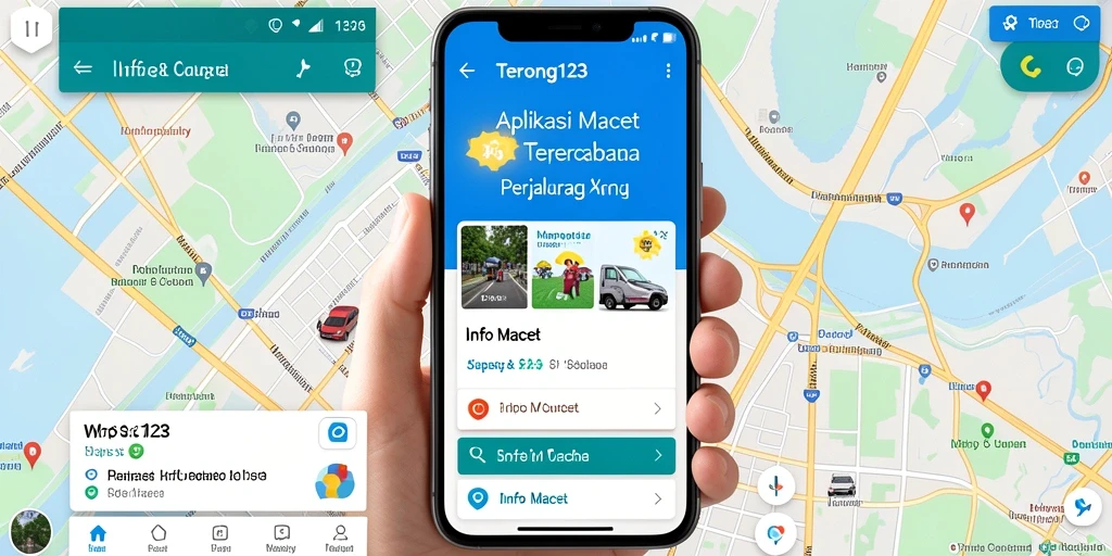 Screenshot utama aplikasi TERONG123 menampilkan peta info macet yang informatif.